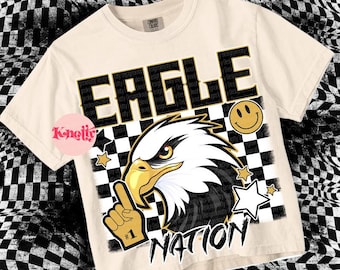 Retro Grunge -  Mascot-EAGLES PNG - School Spirit - Black Gold