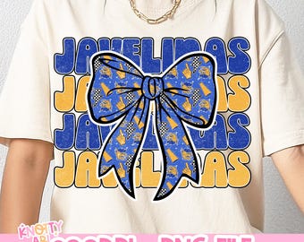 Cute Retro Coquette JAVELINAS -  Mascot- JAVELINAS PNG - School Spirit - Blue and Gold