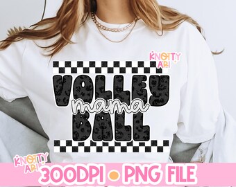 Retro Mom- VOLLEYBALL MAMA-  Shirt PNG- Cute Volleyball mom - Ready to print - Dtf File - Volleyball shirt design