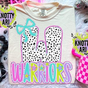 Retro Neon Preppy Colorful Mascot-Warriors PNG - School Spirit