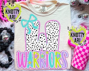 Retro Neon Preppy Colorful Mascot-Warriors PNG - School Spirit