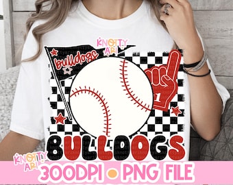 Retro Preppy Cute Baseball -  Mascot-Bulldogs PNG - School Spirit