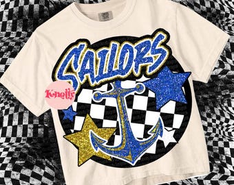 Retro Pop Glitter Sailors  Mascot-Eagles PNG Blue Yellow