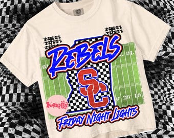 Retro Grunge -  Mascot-REBELS PNG - School Spirit - Blue Red