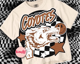 Retro Grunge Coyote Nation-Mascot- Orange Coyotes PNG - School Spirit