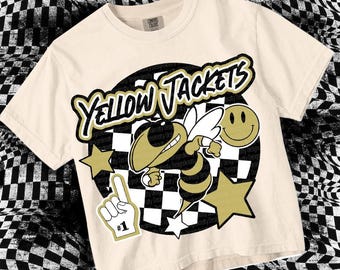 Cute Retro Preppy - PNG File - YELLOWJACKETS - Mascots - Vegas Gold