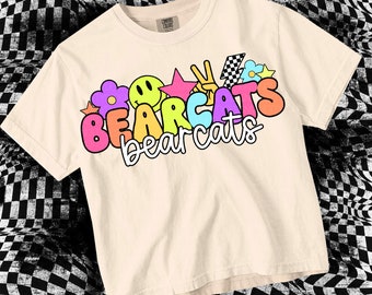 Retro Pop Colorful Sticker - Mascot-BEARCATS PNG - School Spirit