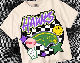Retro Grunge -  Mascot-Hawk PNG - School Spirit -