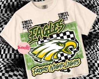 Retro Grunge -  Mascot-EAGLES PNG - School Spirit - Green gold