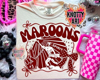 Cute Preppy Coquette MAROONS PNG-  Mascot- PNG - School Spirit - Maroon Black Grey