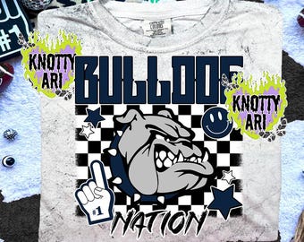 Retro Grunge -  Mascot-Bulldogs PNG - School Spirit - Black and Navy