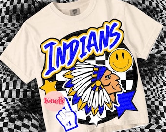 Retro  -  Mascot-INDIANS PNG - School Spirit - Blue Gold