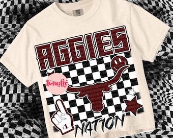 Retro Grunge -  Mascot-AGGIES PNG - School Spirit - Maroon