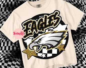 Retro Pop Glitter EAGLES  Mascot-Eagles PNG Black Gold