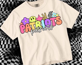 Retro Pop Colorful Mascot Sticker - Patriots PNG - School Spirit