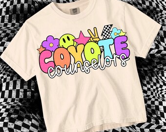 Retro Pop Colorful Sticker Mascot-Coyote Counselors PNG - School Spirit