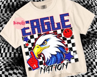 Retro Grunge -  Mascot-EAGLES PNG - School Spirit - Blue Red