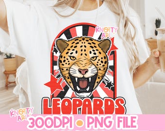 Cute Groovy -  Mascot-Leopards PNG - School Spirit - Black and Red