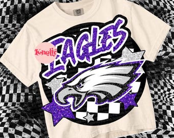 Retro Pop Glitter EAGLES  Mascot-Eagles PNG Purple