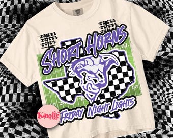 Retro Grunge -  Mascot- Short Horns PNG - School Spirit