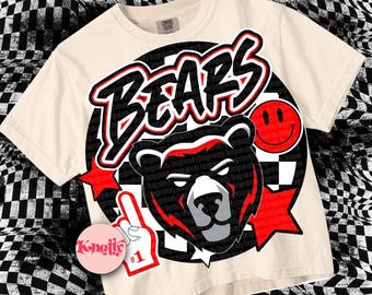 Retro Pop - Mascot-BEARS PNG - School Spirit- Red Black