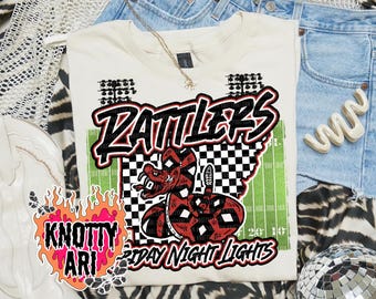 Retro Grunge -  Mascot-Rattlers PNG - School Spirit - Red AK