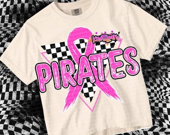 Retro Pink Preppy Mascot-PIRATES- PNG School Spirit - Pink Out