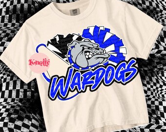 Cheer -  Mascot-Wardogs Cheer  PNG - School Spirit - Blue Black