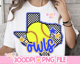 Retro Preppy Softball Mascot- OWLS PNG - School Spirit