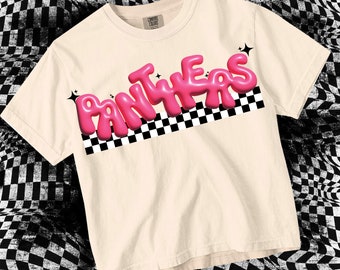 Retro Pink Preppy INFLATED Mascot-PANTHERS- PNG School Spirit