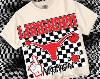 Retro Grunge -  Mascot-LONGHORNS PNG - School Spirit - Red