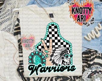 Cute Western Turquoise Mascot-Warrior Nation PNG - School Spirit-Western Style - Western mama, Warriors school spirit