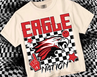 Retro Grunge -  Mascot-EAGLES PNG - School Spirit - Black and Red