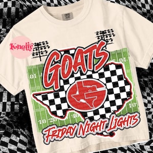 Retro Friday Night Lights -GOATS- PNG School Spirit-Red Black