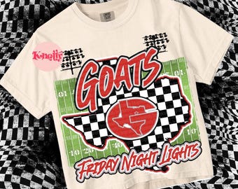 Retro Friday Night Lights -GOATS- PNG School Spirit-Red Black