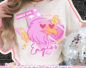 Cute Pink Preppy EAGLES PNG Colorful Mascot-Eagles PNG