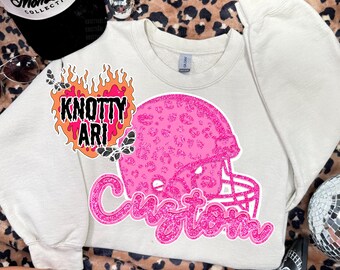 Custom Football Design - Pink Helmet Glitter - Mascot - Custom Request - Pink out - Breast Cancer Awareness Football Custom football design