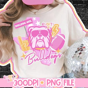 Cute Pink Preppy BULLDOGS PNG -  Mascot-Bulldogs PNG - School Spirit
