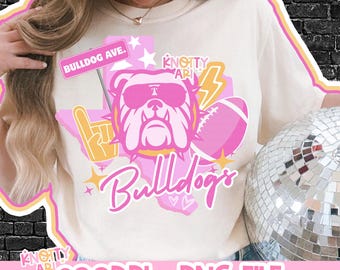 Cute Pink Preppy BULLDOGS PNG -  Mascot-Bulldogs PNG - School Spirit