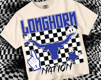 Retro Grunge -  Mascot-LONGHORNS PNG - School Spirit - Blue