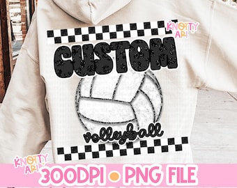 Retro Cute Custom VOLLEYBALL Team Design-PNG Design - Glitter Cheetah-Leopard - Volleyball Mom - Ready to print -dtf file- Volleyball Design