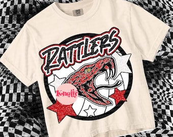 Retro Glitter -  Mascot-RATTLERS VOLLEYBALL PNG - School Spirit Glitter