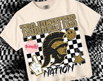 Retro -  Mascot- Trojanettes Nation PNG - School Spirit Gold- Trojanettes