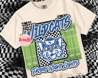 Retro Preppy Friday Night Lights WILDCATS -Mascot- PNG - School Spirit- BLUE