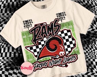 Retro Pop Mascot-RAMS PNG - School Spirit - Red