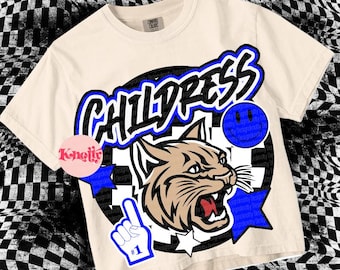 Retro  - Bobcats PNG - School Spirit - Blue Black Childress