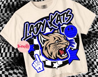 Retro  - Lady Kats PNG - School Spirit - Blue Black