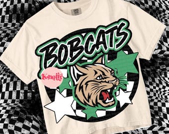 Retro  - Bobcats PNG - School Spirit - Green Black