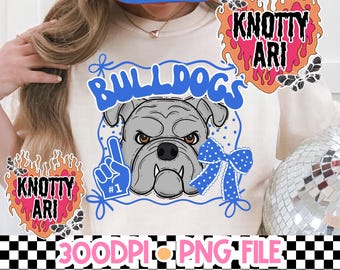Cute Preppy Coquette BULLDOGS PNG-  Mascot-Bulldogs PNG - School Spirit - Blue Black Grey