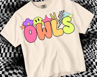Retro Colorful Preppy Sticker Mascot- OWLS PNG - School Spirit